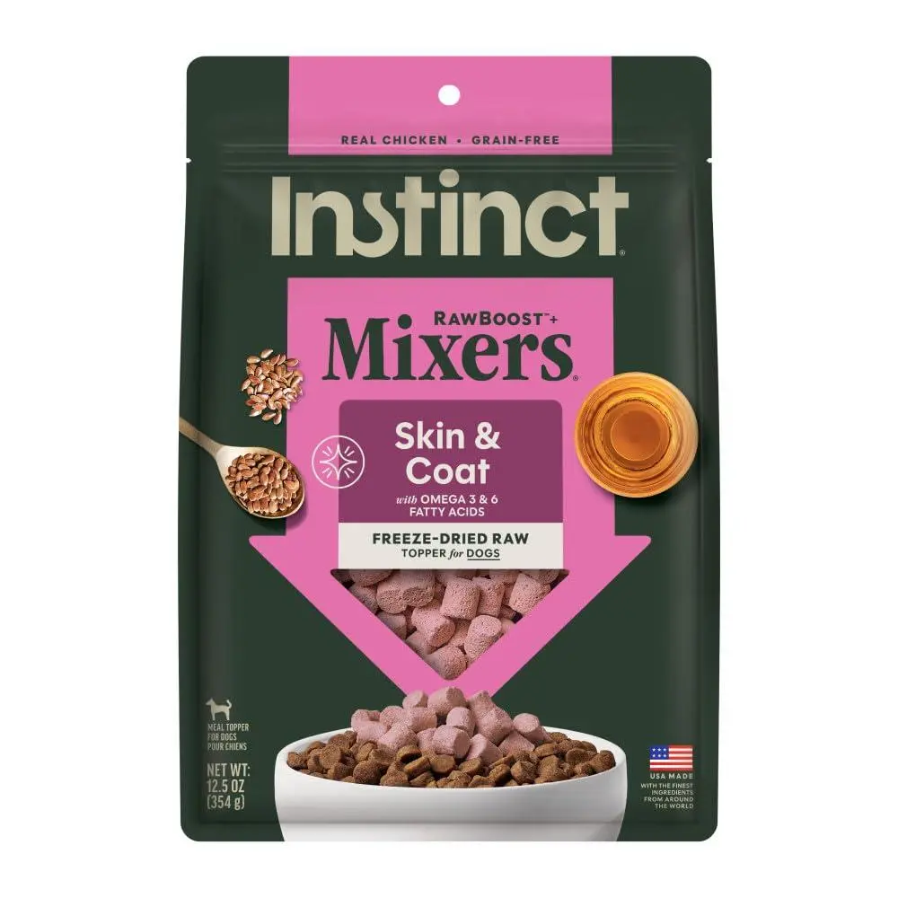 Instinct Freeze Dried Mixers, Dog Food Toppers, Gut Health, 5.5 oz. Bag | Freeze-dried raw meal topper or treat, functional whole foods, fiber, and probiotics for digestive support