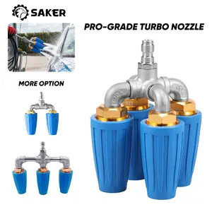 Saker Rotating Turbo Nozzle Kit - Durable Blue Aluminum Power Washer Head - Includes Interchangeable Multi-Angle Spray Tips - 1/4 Inch Quick Link for 360° Cyclone Cleaning