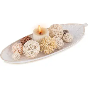 Leaf Wooden Decorative Tray: Shaped  Key Tray Decor Bowl for  Candle Leaf 16''