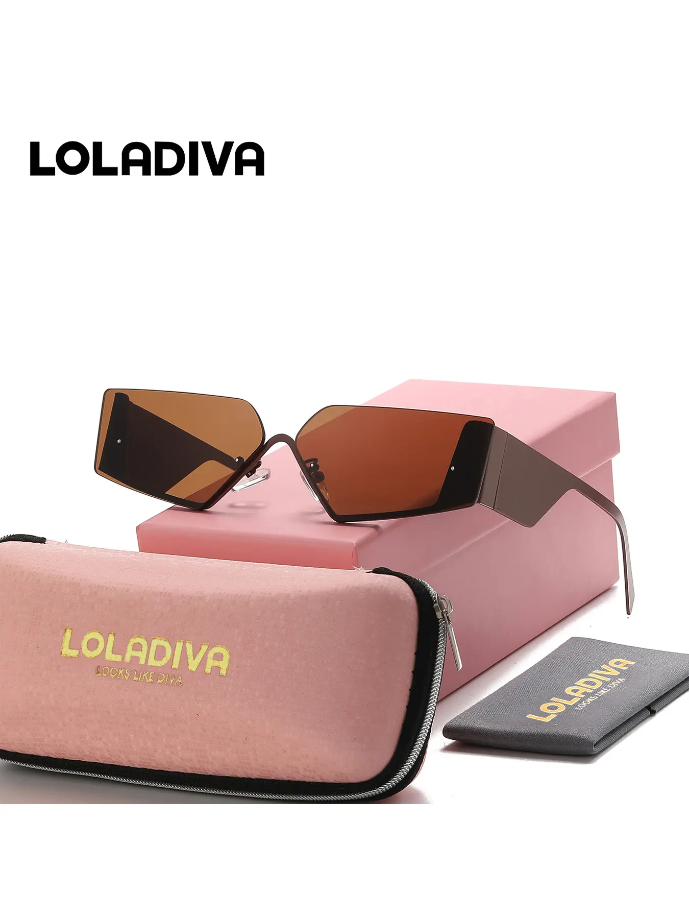 LOLADIVA 1 Piece Unisex Futuristic Designs Half Frame Sunglasses Capture Attention Geometric Frame Sunglasses UV400