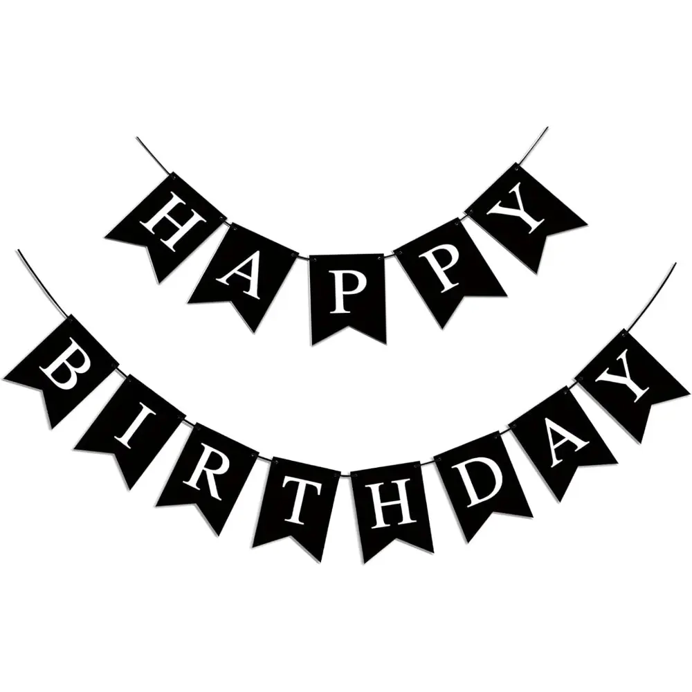 Large Black Happybday Hanging Backdrop Tapestry Banner, Festive Party Sign, Home & Party Supplies for Boys, Hanging Banners