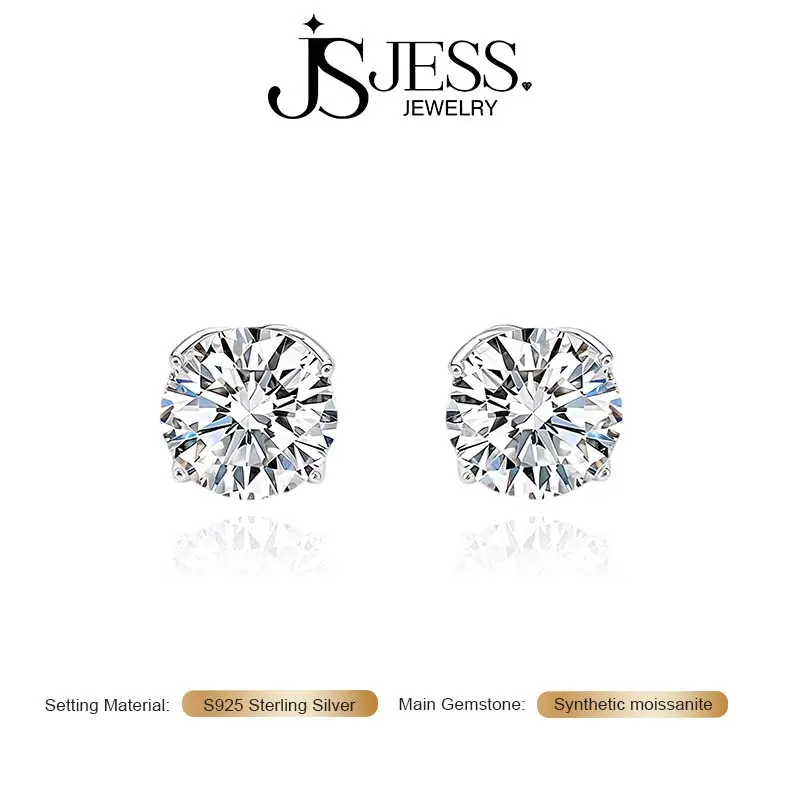 Viral Trending Lotus Back Moissanite Stud Earrings,Total 2CT D Color VVS1 Synthetic Moissanite, Solid 925 Sterling Silver, Round Brilliant Cut, Best‑Selling Fine Statement Jewelry For Women Gift