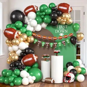 117 PCS Football Balloon Arch Kit with Green, Gold & Banner Balloons for Sports Party Decor