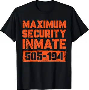 100% Cotton Fashion Garment Security Jail Inmate Funny Prisoner Spooky Halloween Costume T-Shirt