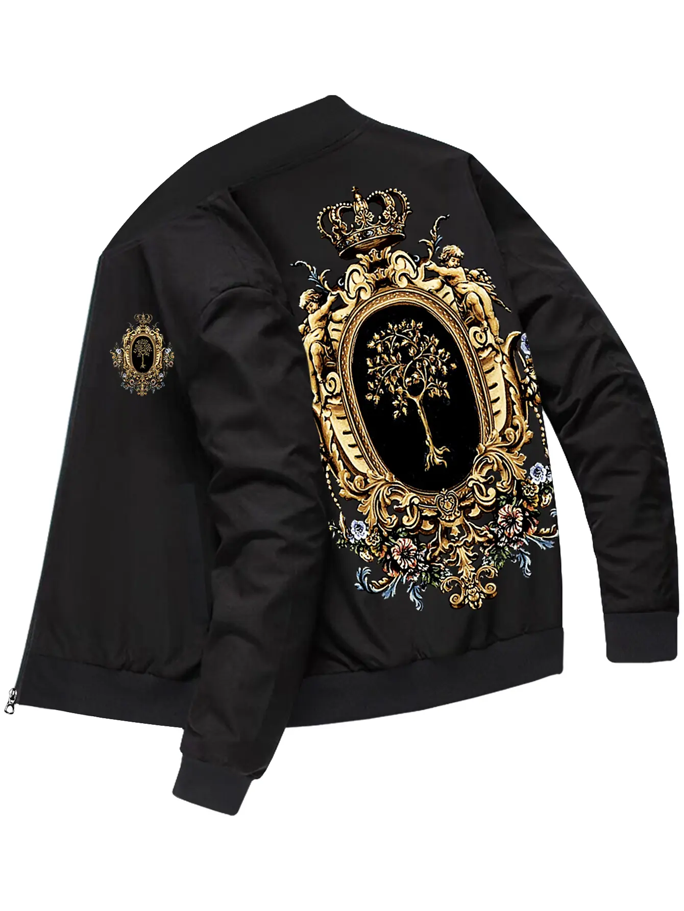 Autumn men's coat new style sports casual jacket outdoor running wear fashionable personality zipper cardigan retro European and American trend street crown monk holy tree print men's clothing