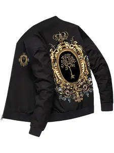 Autumn men's coat new style sports casual jacket outdoor running wear fashionable personality zipper cardigan retro European and American trend street crown monk holy tree print men's clothing