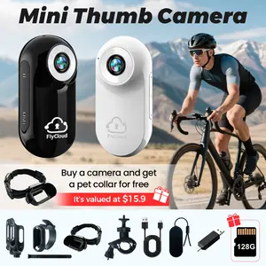 flycloud A100 128GB 1080P HD Ultra Small Mini Camera Magnetic Portable Thumb Recorder Rechargeable Battery TF Card Back Clip Cap Clip Bike Mount for Hands-Free POV Vlog Cycling Hiking Pet Parent-Child Sports