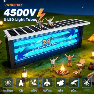 Dual Power Fly Trapping Lamp，3-Tube High-efficiency Luring Design, Long Lasting Battery Life, Portable & Hangable, All Weather Resistant, Indoor Outdoor Universal Pest Removal Device
