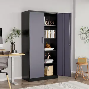 Letaya Metal Storage Cabinets with Lock Door and 5 Adjustable Shelves, Steel Garage Tool Organization Cabinets for Home,Utility Room, Warehouse,Lockers 71"