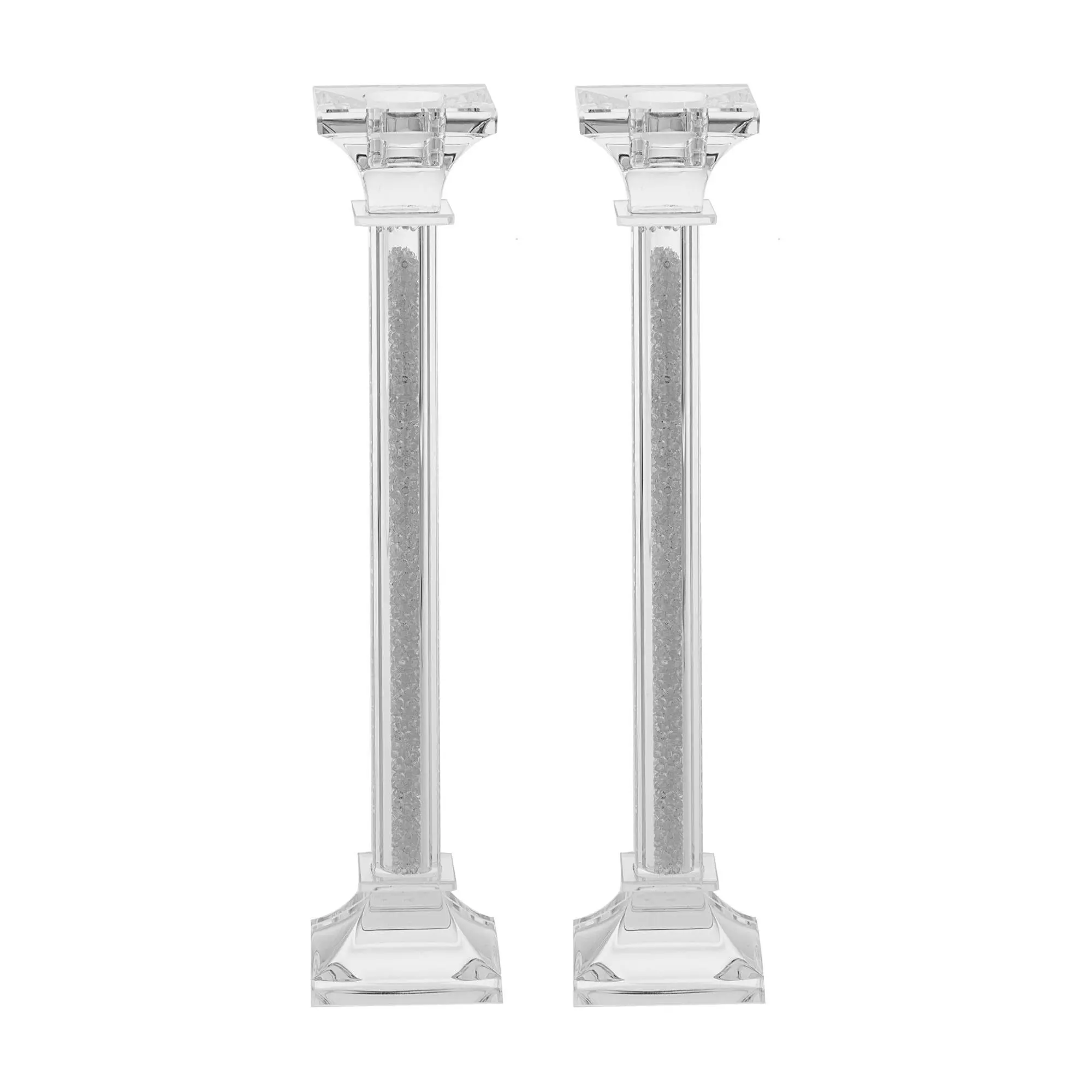 Copa Judaica Crystal Candlesticks with Silver Crushed Stones Copa Judaica Crystal Candlesticks with Silver Crushed Stones