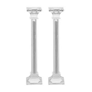 Copa Judaica Crystal Candlesticks with Silver Crushed Stones