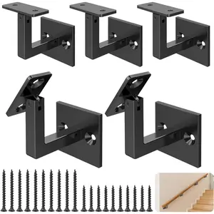5 Pack 304 Stainless Steel Adjustable Swivel Handrail Bracket for Staircase Square Stair Railing Bracket