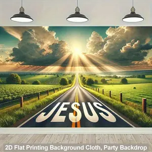 1 PC 2D Flat sunlit sky open road Artistic Decorative Stylish Modern Polyester Wall Hanging for Interior Decoration Indoor Use High Quality Easy Installation