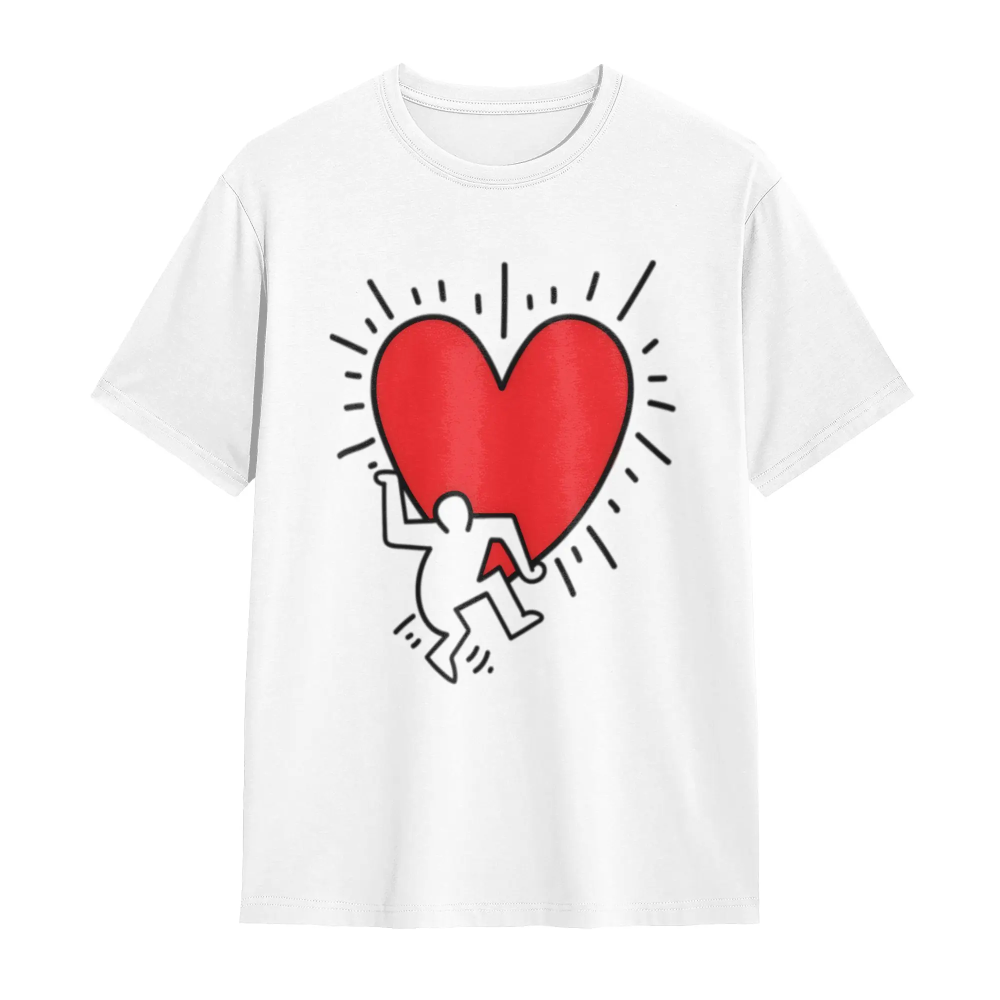 Men's Keith Haring Graphic Round Neck Short Sleeve T-Shirt - Casual Pop Art Streetwear Top, S, 2XL, 3XL, 4XL Multi-Size Menswear