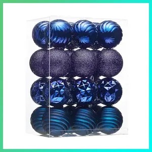 Valery Madelyn Christmas Tree Decorations Ornament Set for Fall Halloween Decor, 24ct Navy Blue Shatterproof Ball Ornaments, 2.36 Inches Hanging Ornaments for Xmas Holiday Party