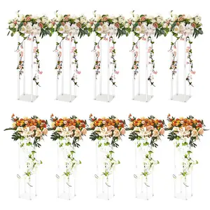 10PCS Modern 23.6in High Acrylic Laminate Flower Stands - Acrylic Vase Column, Geometric Centerpiece Stands for Wedding T-Stage Events, Home Decoration (Festive & Party Supplies)