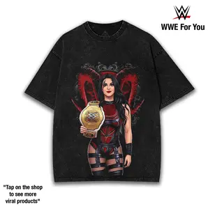 WWE Stephanie Vaquer La Primera Washed T-Shirt, front of shirt | Vintage Graphic Design | Iconic Wrestling Print | Classic Fan Apparel Cotton Fabric Top Day Sweatshirts tee