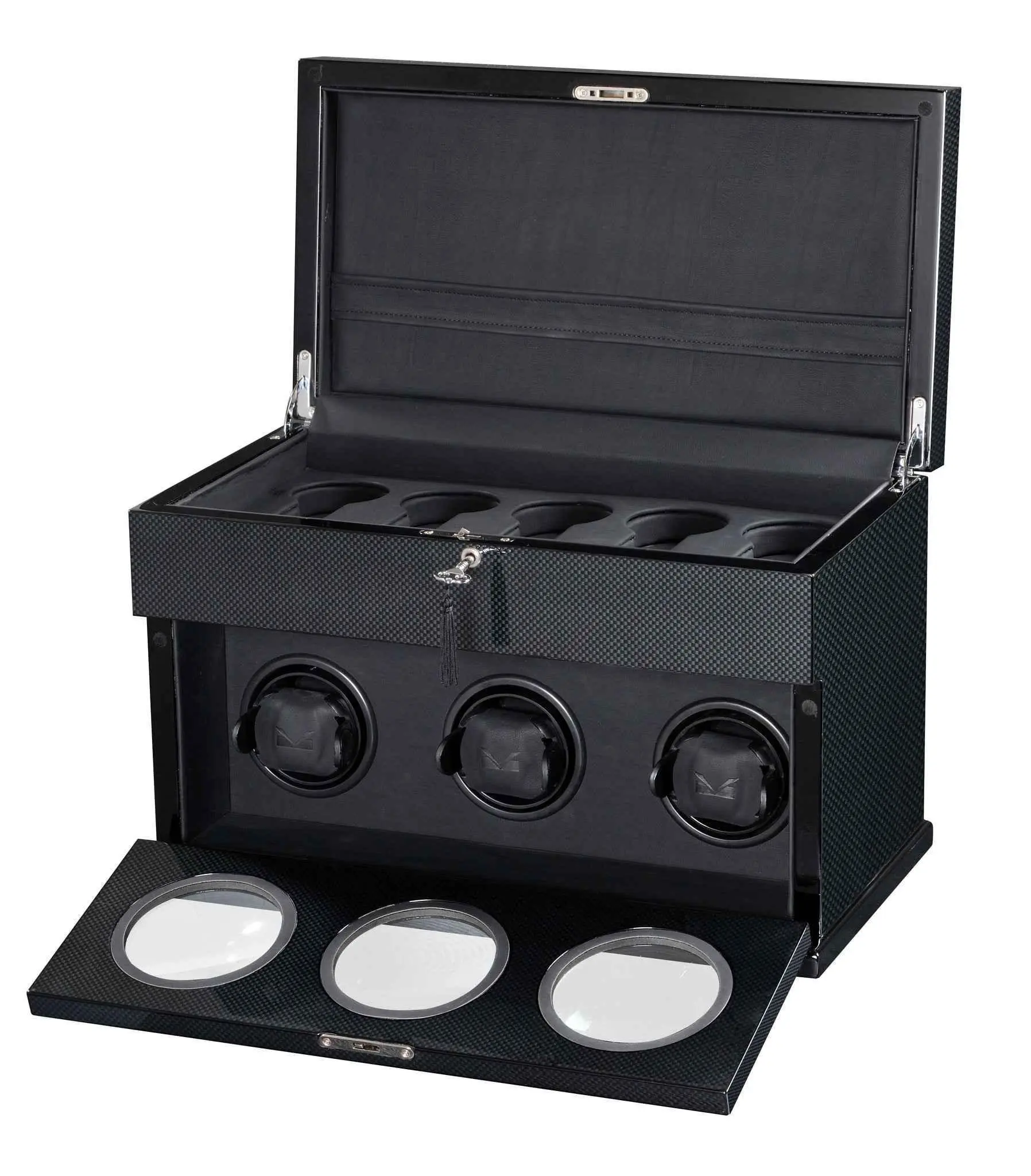 Volta Triple Carbon Fiber Watch Winder for Automatic Timepieces