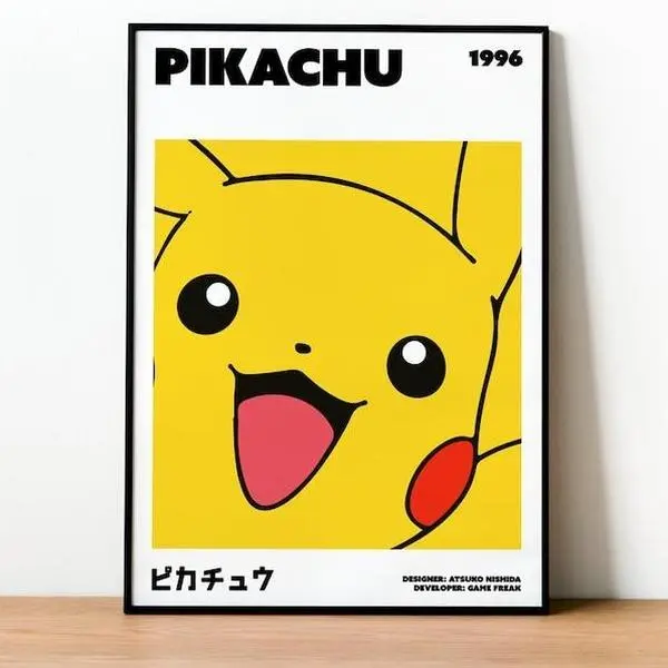 Pikachu Poke Poster, Anime Unframed Wall Art Japanese Style Anime, Unframed Wall Art, Home Decor