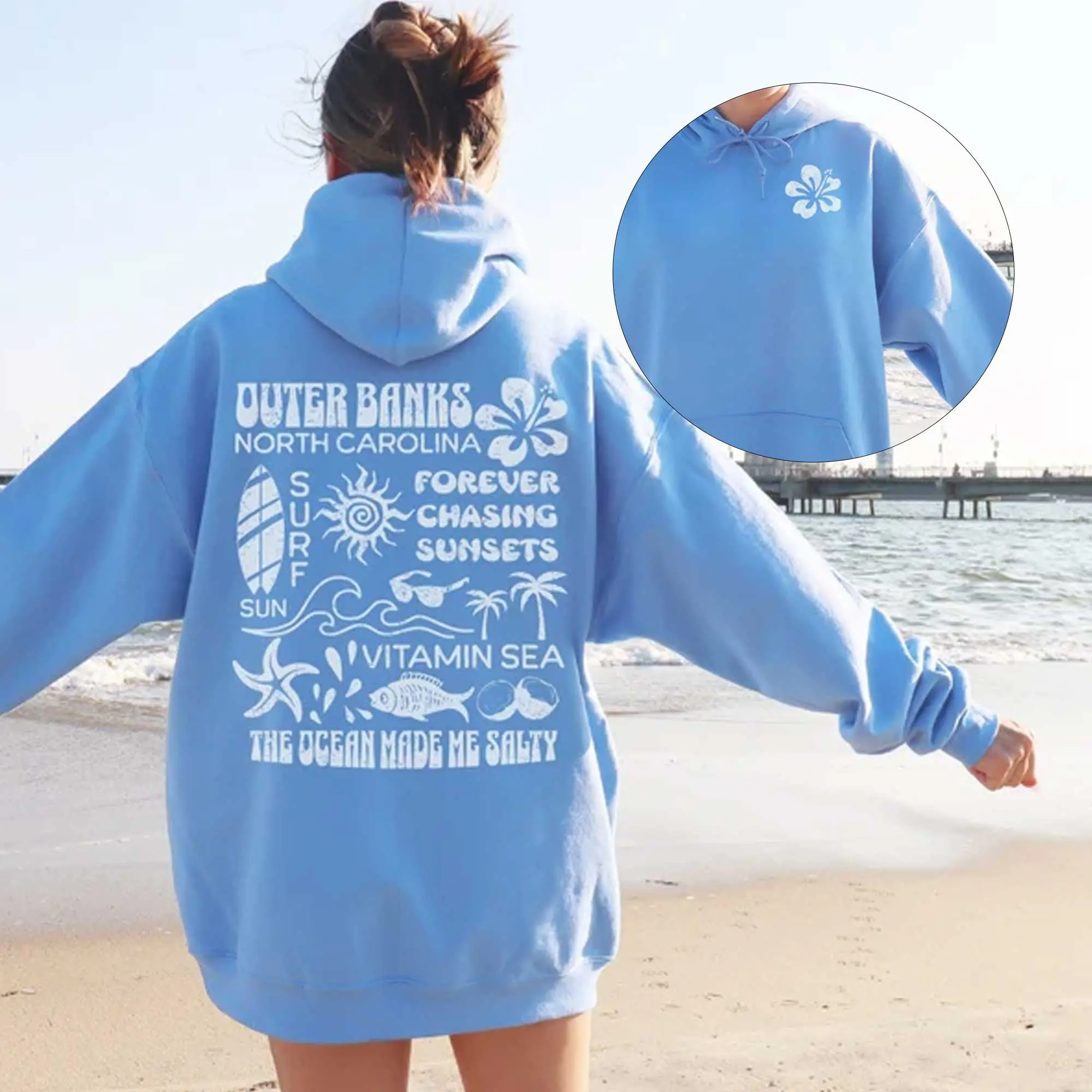 Outer Banks North Carolina Sweatshirt, Pogue Life Sweatshirt, OBX Beach Sweater, Vintage Movie Sweatshirt Graphic Cotton Fit Hoodie Oversized