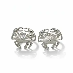 Blue Crab Sterling Silver Ring Studs