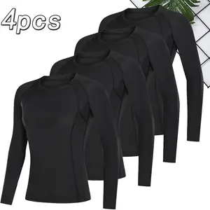 4 Pack Women's Long Sleeve Compression Shirts, Quick Dry Workout Tops for Women, Breathable Athletic Gym Yoga Running Shirts, Moisture Wicking Sports Base Layer