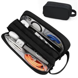 Portable Travel Electronic Organizer Pouch, 1 Count Double Layer Storage Bag, Shockproof Storage Bag for Cable, Earphone, Charger, Digital Camera, Stationery, Travel Accessories