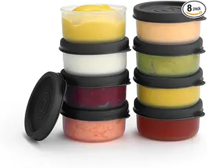 Reusable 1.3oz Condiment Containers with Secure Lids Leak-Resistant BPA-Free Cups for Sauces Dressings Lunch Boxes Picnics Travel Food Storage Tubs