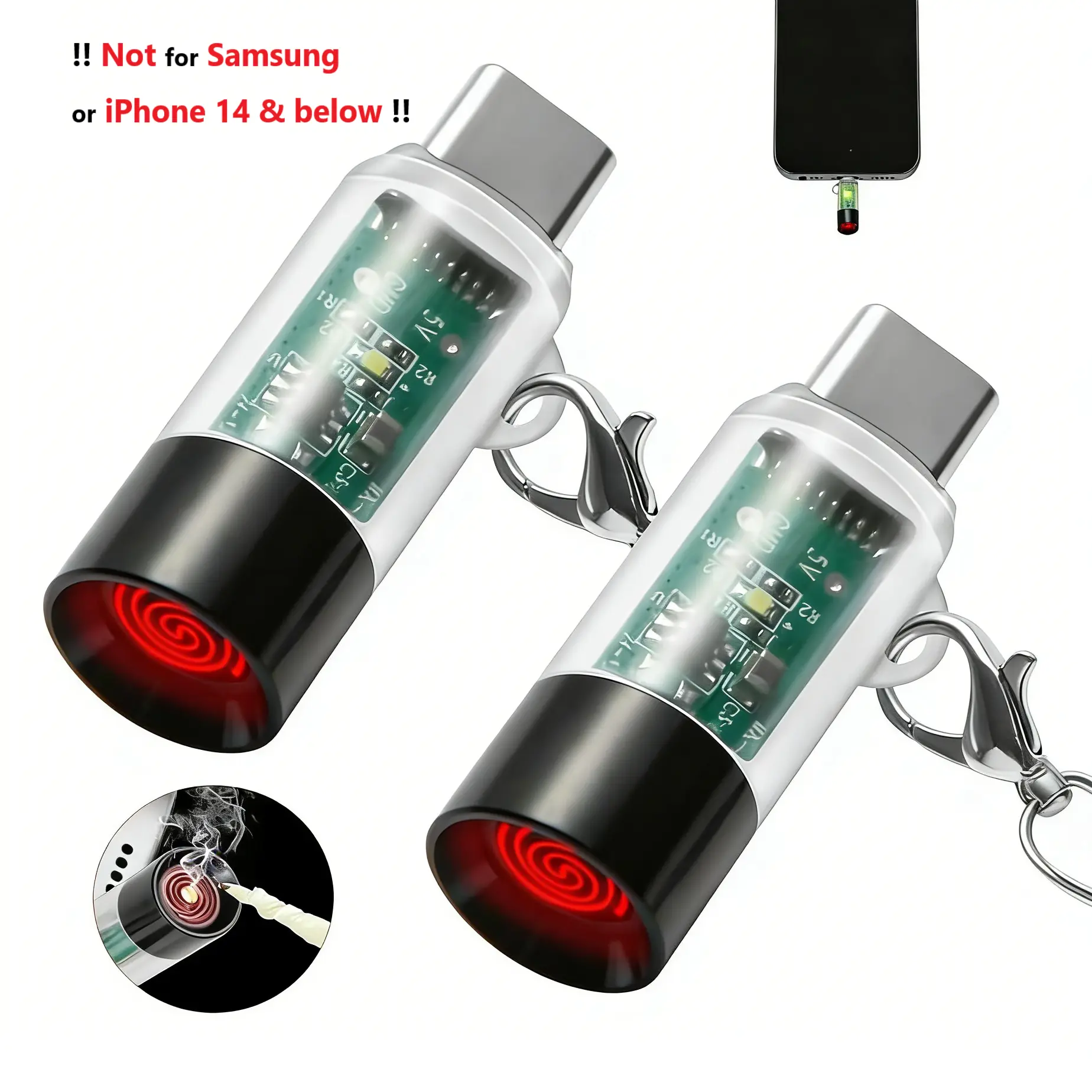Portable and Lightweight USB Type-C Electric Lighter, which has no Flame, no Gas, no Battery and is Windproof, can be Used by Connecting The Charging Port of The Mobile Phone