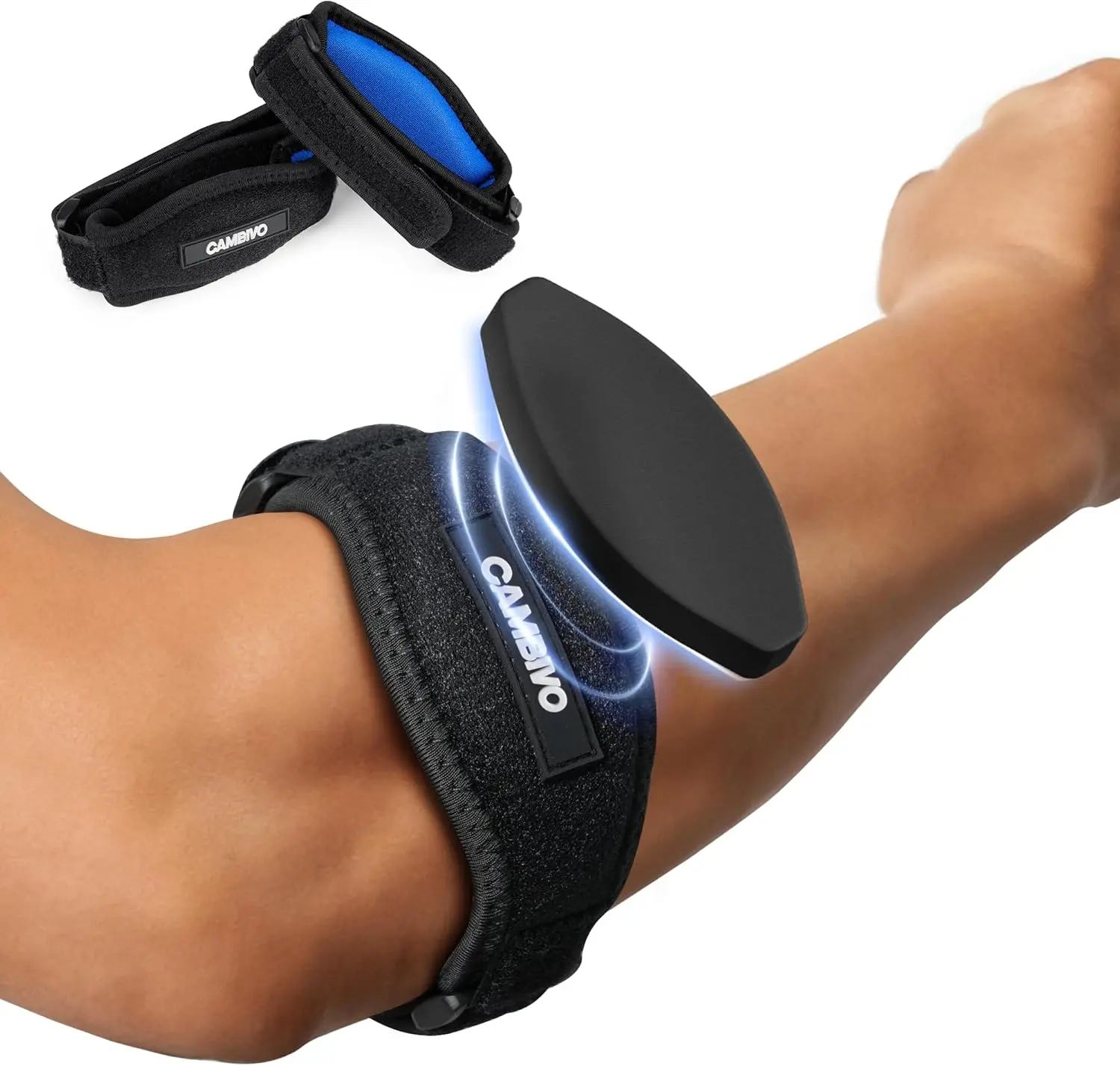 CAMBIVO 2 Pack Tennis Elbow Brace Strap for Tendonitis, Dark Gray EVA Compression Pad, Adjustable Strap with Premium Velcro, for Men and Women, Golfer's Elbow, Counterforce Brace, Breathable
