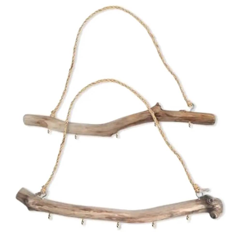 2Pcs Handmade Natural Wooden Driftwood Tree Branches - Metal Hook Rack, Hanging Farmhouse Wall Decor, 5-Hook Jewelry Organiser, Ideal Gift for Valentines Day, Anniversary, With Hooks