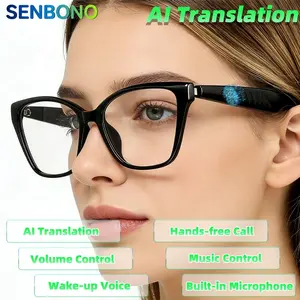 Senbono Wearable Smart Glasses with Bluetooth-compatible Compatible Headphones, Durable Electronic Audio Eyewear for Music and Calls, Creative Sports Earbuds