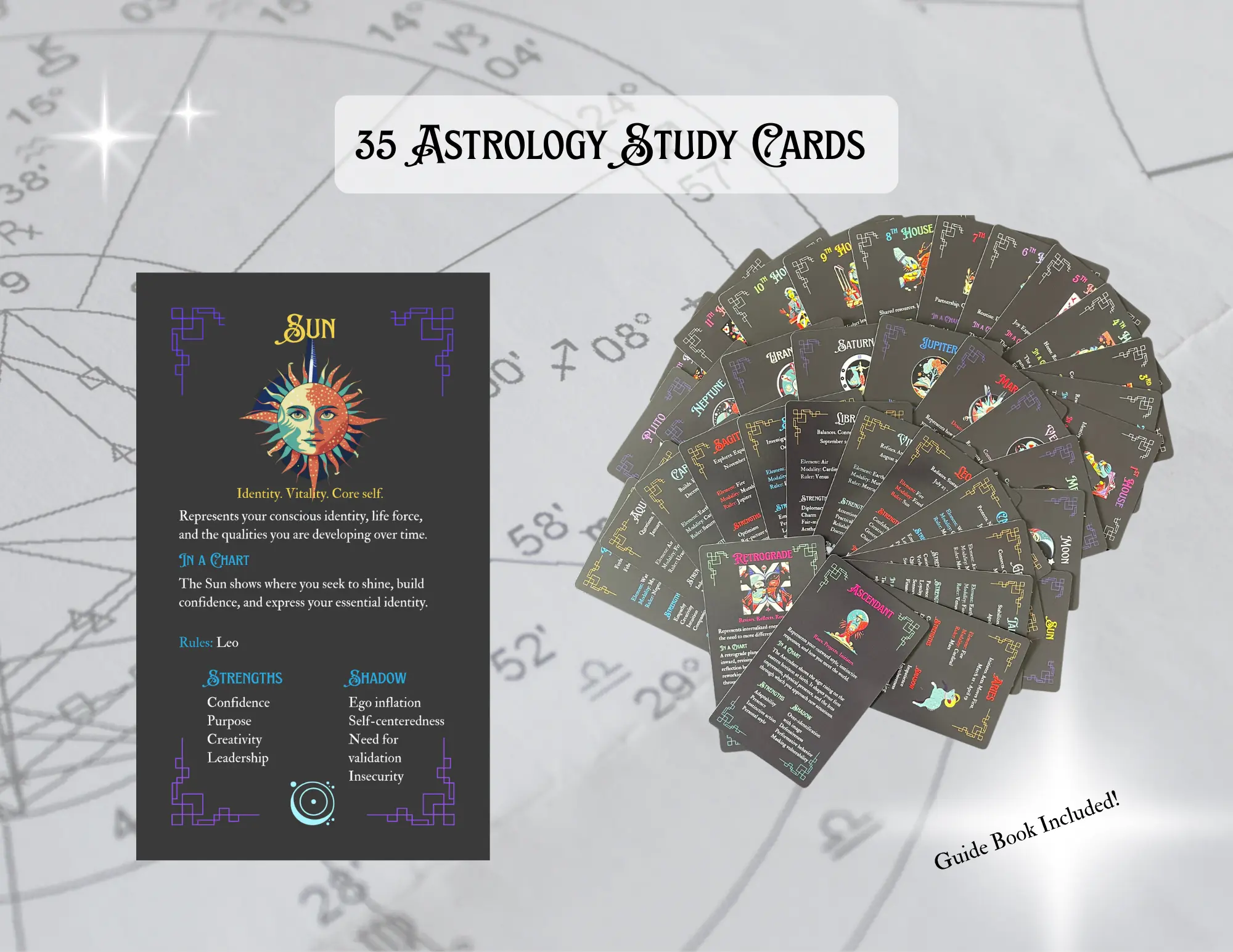 Astrology Flash Card Deck for Birth Chart Learning