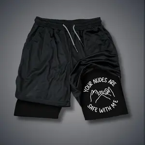 Double-Layer Sports Shorts Graphic Shorts Black Shorts Camo Shorts Streetwear Shorts Men Outfits Men Short Shorts Vacation Outfits Shorts