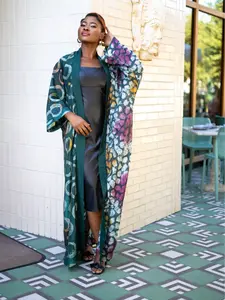 Nala Mixed Print Forest Green Kimono