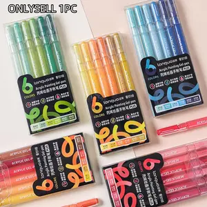 6pcs Acrylic Painting Pens Set, Colorful Gel Ink Markers, Art Marker Pen, 1mm Tip, Large Capacity, Ideal for Journaling, Cards, DIY Crafts, Coloring, Hand Drawing, Fine Tip Markers