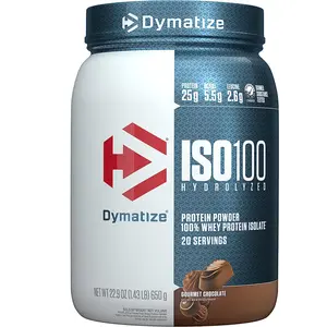 Dymatize ISO100 Hydrolyzed Protein, 100% Whey Isolate, 25g of Protein, 5.5g BCAAs, Gluten Free, Gourmet Chocolate, 20 Servings Fitness Supplement
