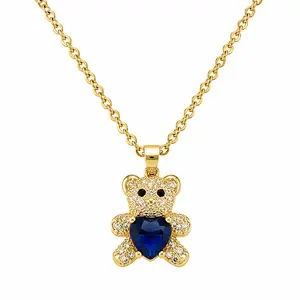 Aureva Bear Gem Necklace- Gold Necklace for Women