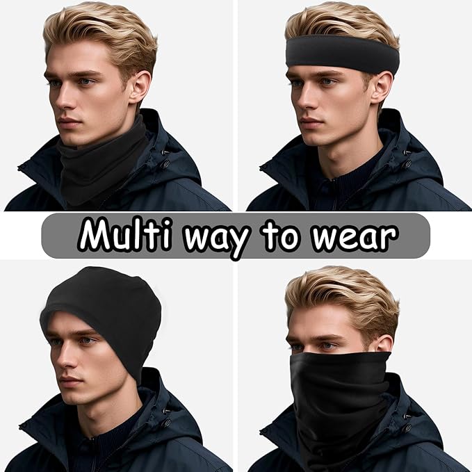 2 Pack Winter Neck Gaiter for Men & Women, Windproof Fleece Face Mask, Cold Weather Breathable Balaclava Scarf for Skiing, Running, Cycling, Hiking, Outdoor Sports