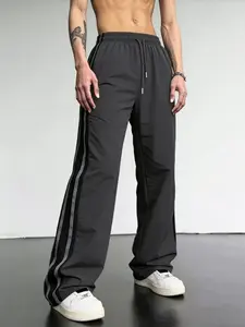 Men's Casual Pants with Pleated Pockets and Drawstring Waist, Windproof Quick-Dry Sports Loose Streetwear Umbrella Cloth Pants