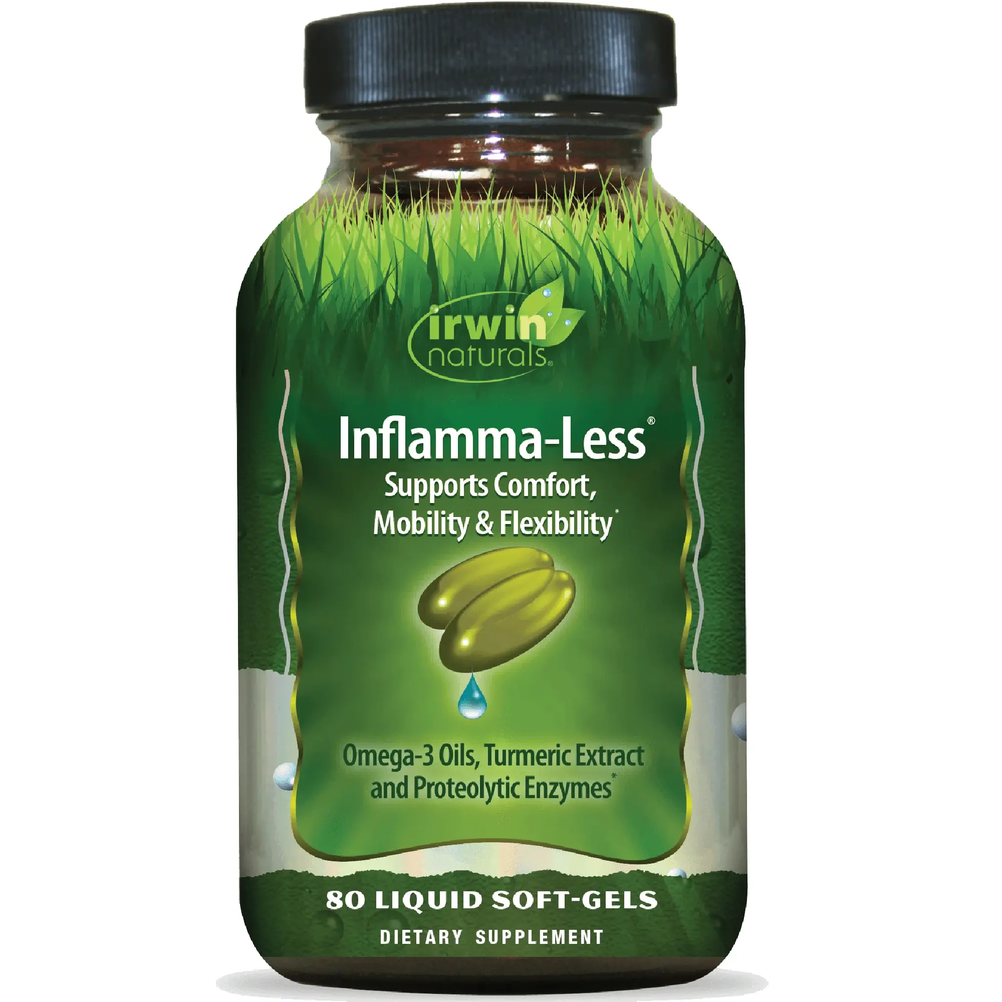 Inflamma-Less | 3-Pronged Joint Comfort Formula with Boswellia, Turmeric, Proteolytic Enzymes & Omega-3s | Supports Mobility & Flexibility | 80 Liquid Soft-Gels