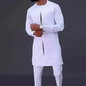 New In African Summer Business Men's Short Sleeve Suit Embroidery Dashiki Shirt Pants Sets 2 Pieces Outfits Wedding Party Design novelty Quality fabric fall Menswear Gamis Formal Cotton Blue Trouser Crewneck Tropical Fathersdaygift Clothes