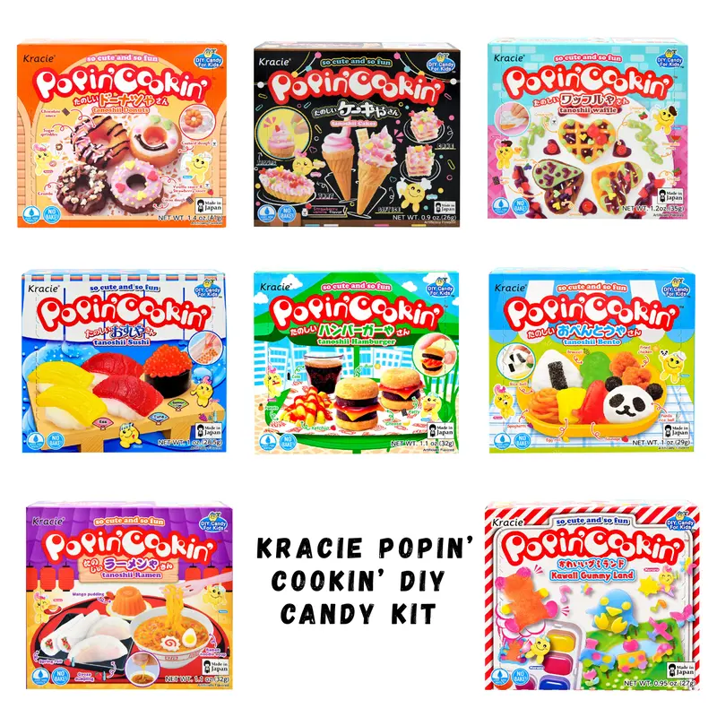 Kracie Popin Cookin DIY Candy Kit – 8 Fun Flavors (Sushi, Cakes, Donuts, Bento, Hamburger, Ramen, Waffle & Gummy Land) Snack Sweet