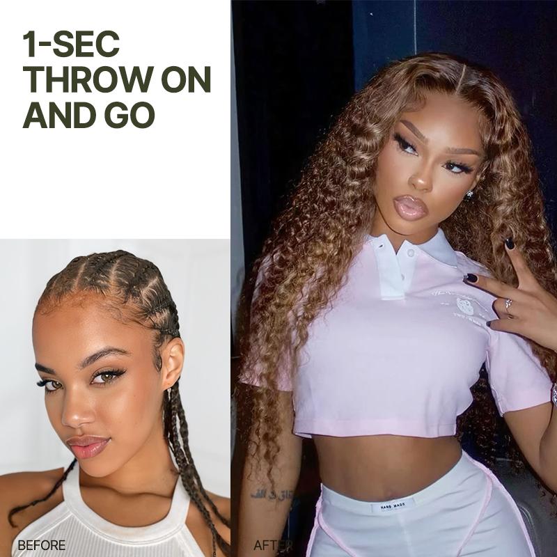 Frodio Veralux™ 13x6 HD Lace Wig Glueless Wear Go Pre-Cut Lace Wig 24” Golden Chestnut Curly Premium Fiber Wig – Full Density, Beginner Friendly TikTokShopBlackFriday