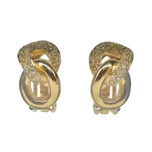 Pre-owned Christian Dior Gold Tone Chain Link Clip On Earrings CONSIGNMENT