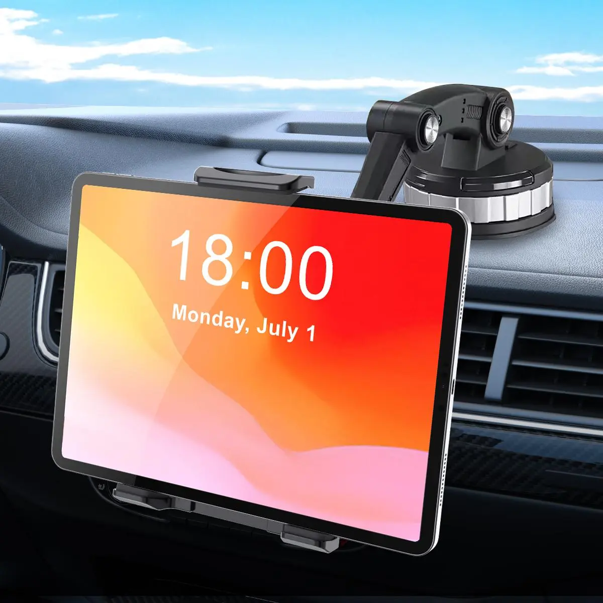 Car Dashboard Phone & Tablet Holder, Tablet Phone Mount, Adjustable Arm Car Tablet Stand, Phone Accessories Compatible with 4-13 Inch Tablets & Mobile Phones