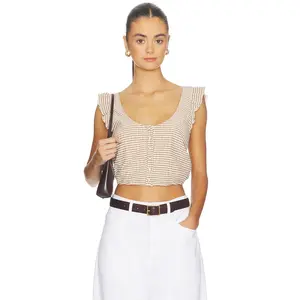 Stone Cold Fox x REVOLVE Leni Top in Taupe Gingham