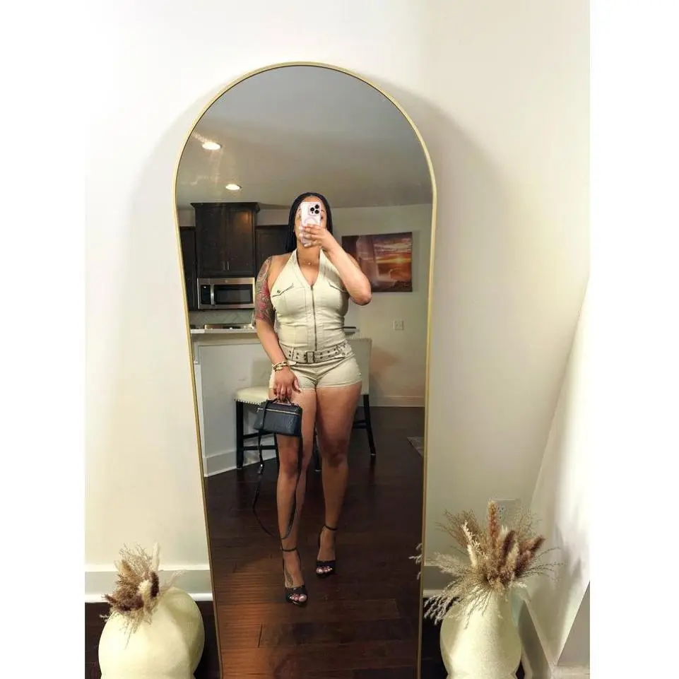 Beige Utility Belted Romper with Cargo Pockets - Halter Neck, Front Zipper, Adjustable Belt, Casual Style, Comfortable Fabric
