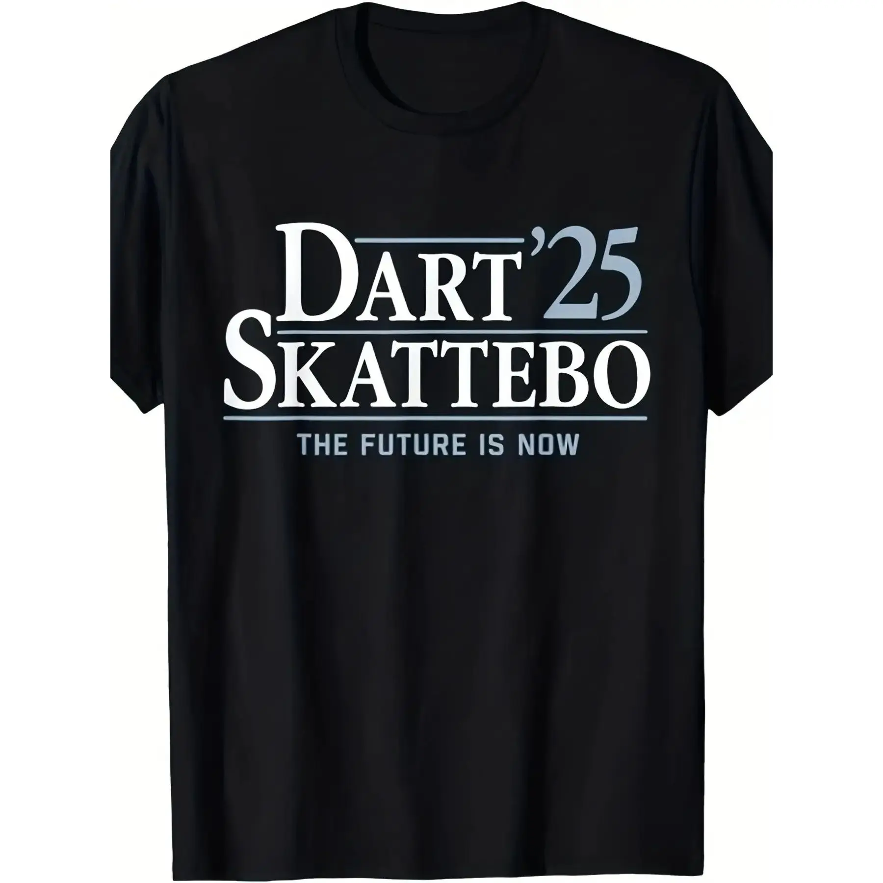 Unisex Dart Skattebo 'The Future Is Now' Graphic T-Shirt - Short-Stretch Knit Cotton, Retro Gaming Top, Logo Print, Comfortable, Regular Fit Round Neck, XXL Size, All-Season Sleeve, Ideal Gamer Gift, Crew Neck, Geometric