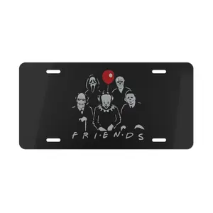 Horror Movie Friends Slashers Aluminum License Plate | Spooky Halloween Aesthetic Vanity Tag